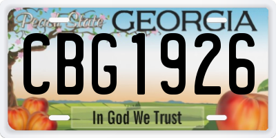 GA license plate CBG1926