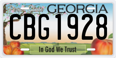 GA license plate CBG1928