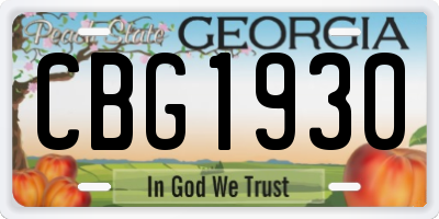 GA license plate CBG1930