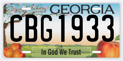 GA license plate CBG1933