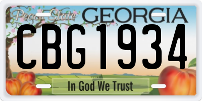 GA license plate CBG1934