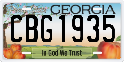 GA license plate CBG1935