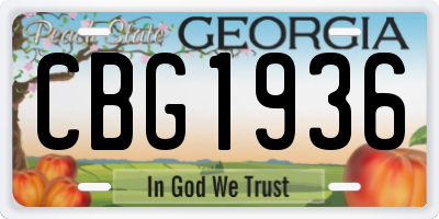 GA license plate CBG1936