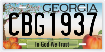GA license plate CBG1937