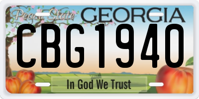 GA license plate CBG1940