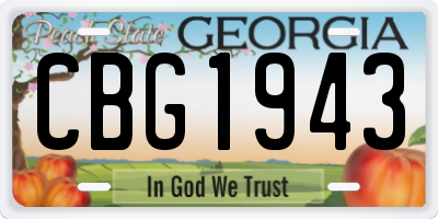 GA license plate CBG1943