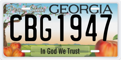 GA license plate CBG1947