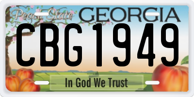 GA license plate CBG1949