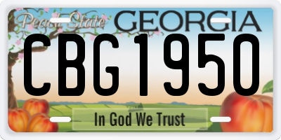 GA license plate CBG1950