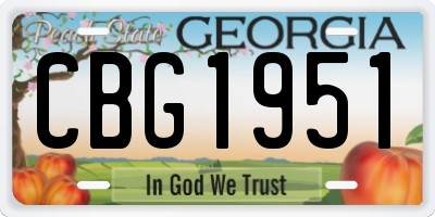 GA license plate CBG1951