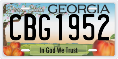 GA license plate CBG1952