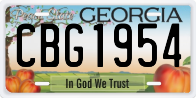 GA license plate CBG1954