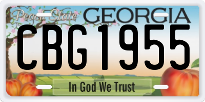 GA license plate CBG1955