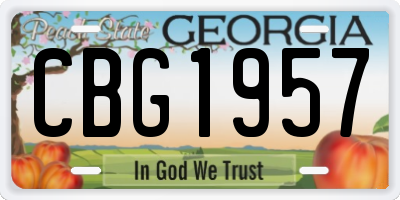 GA license plate CBG1957