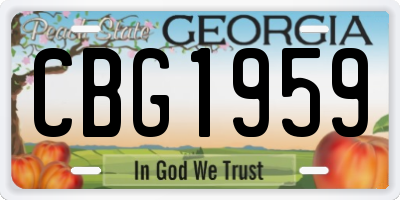 GA license plate CBG1959