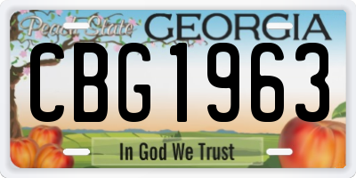 GA license plate CBG1963