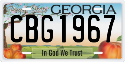 GA license plate CBG1967