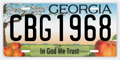 GA license plate CBG1968