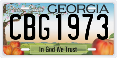 GA license plate CBG1973