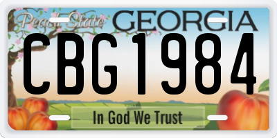 GA license plate CBG1984