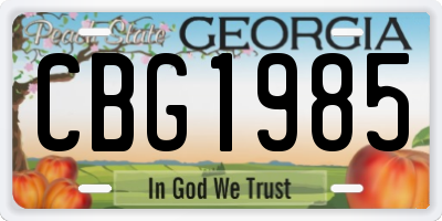 GA license plate CBG1985