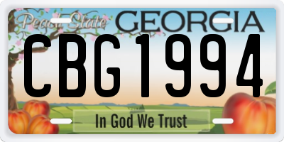 GA license plate CBG1994