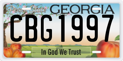 GA license plate CBG1997