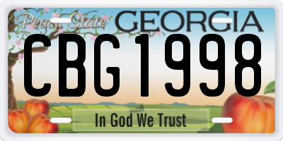 GA license plate CBG1998