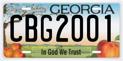 GA license plate CBG2001