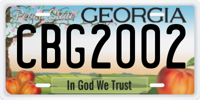 GA license plate CBG2002