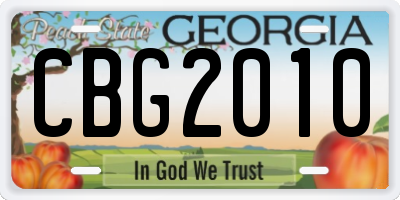 GA license plate CBG2010