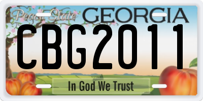 GA license plate CBG2011