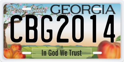 GA license plate CBG2014