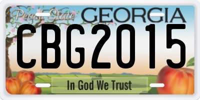 GA license plate CBG2015