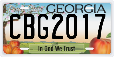 GA license plate CBG2017