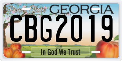 GA license plate CBG2019