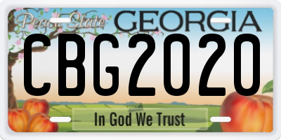 GA license plate CBG2020