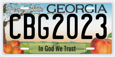 GA license plate CBG2023