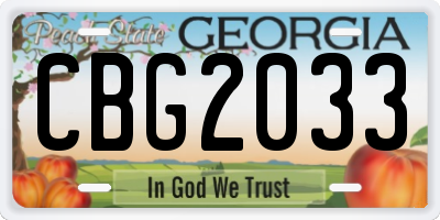 GA license plate CBG2033