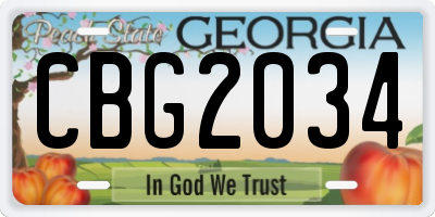 GA license plate CBG2034