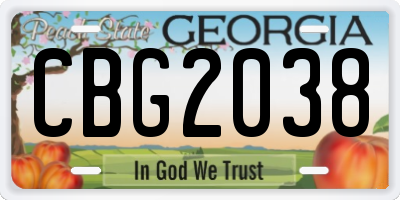 GA license plate CBG2038