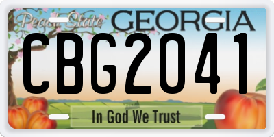 GA license plate CBG2041
