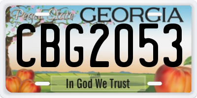 GA license plate CBG2053