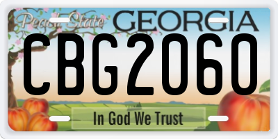 GA license plate CBG2060