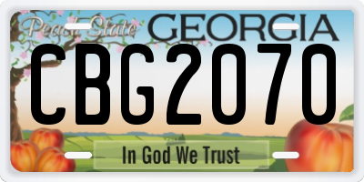 GA license plate CBG2070