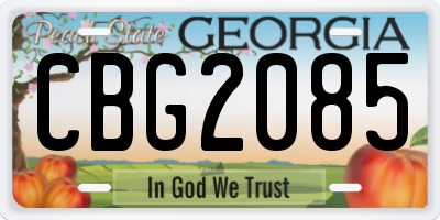 GA license plate CBG2085