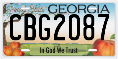 GA license plate CBG2087