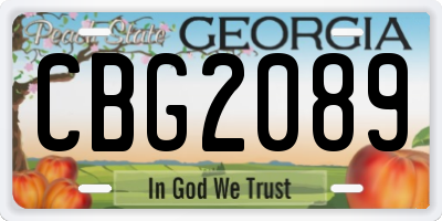 GA license plate CBG2089