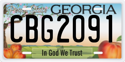 GA license plate CBG2091