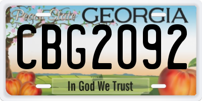 GA license plate CBG2092